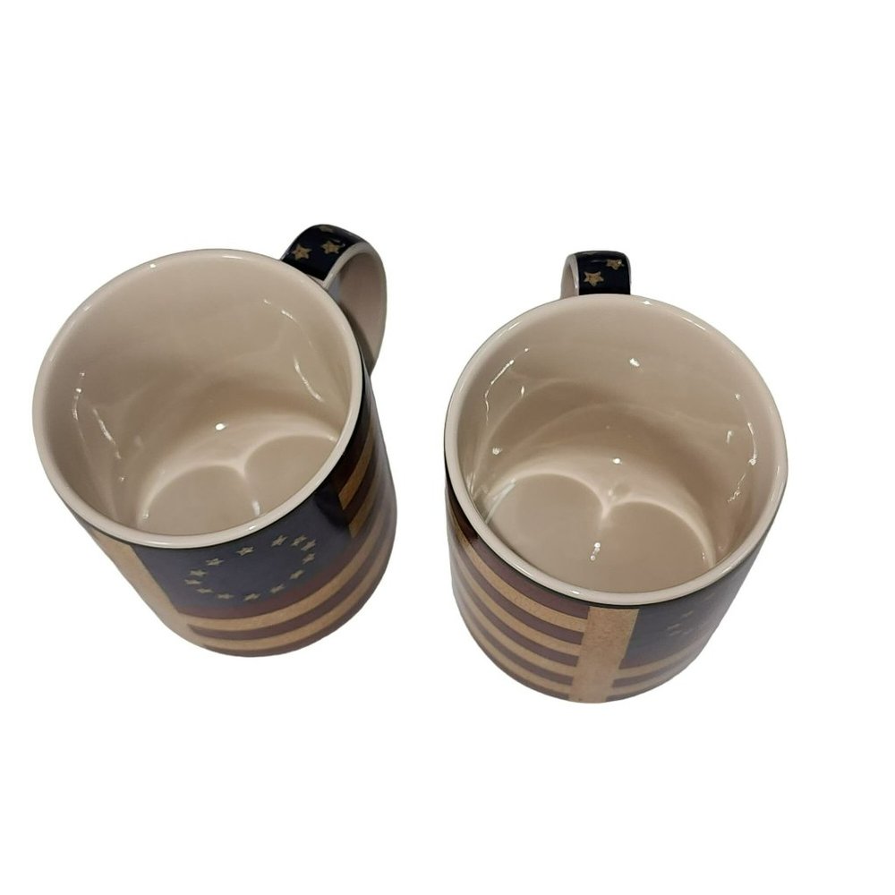 Coventry Liberty Stoneware Set of 2 Americana Patriotic Ceramic Coffee Mug 14oz - Picture 6 of 9